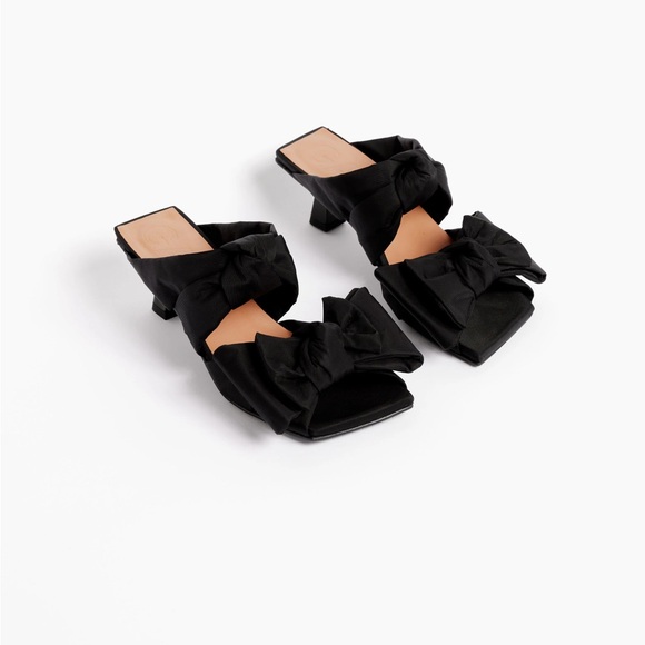 Ganni Shoes - Ganni Black Soft Bow Kitten Heel Sandals Mule Size 7